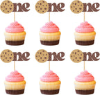Ercadio 24PCS Cookies One Cupcake Toppers Cookie Cupake Picks for Breakfast Theme Baby Shower Kids Birthday Party Cake Decoration Supplies