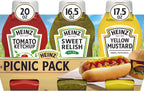 Heinz Tomato Ketchup, Sweet Relish & 100% Natural Yellow Mustard Picnic Variety Pack (12 ct Pack, 4 Packs of 3 Bottles