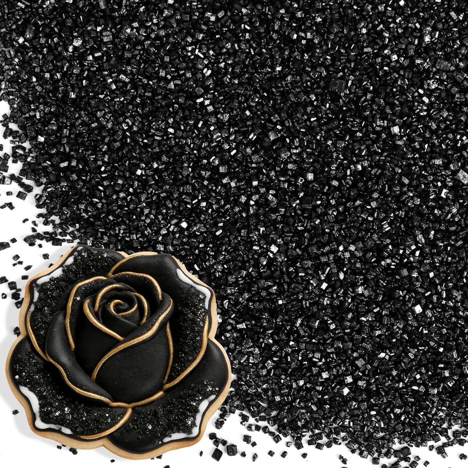 Edible Black Sprinkles for Cake Decorating,150g,Edible Sanding Sugar Crystals,Sprinkle Mix for Cookies,Donut,Ice Cream,Fondant Cake,Caramel Apples,Cupcakes,Desserts,Wedding Birthday Easter Party Supplies