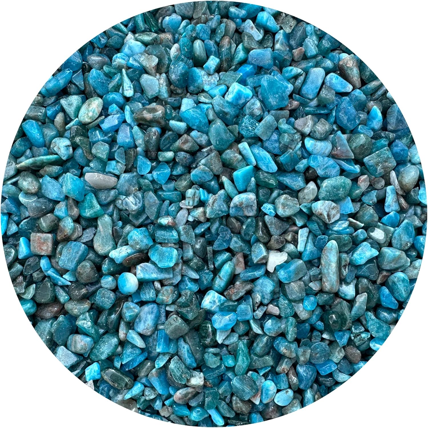 GAF TREASURES 2 oz Lot Natural Apatite Semi Tumbled Gemstone Chips, Crushed Mini Crystals, Undrilled Crystal Chips (Apatite)