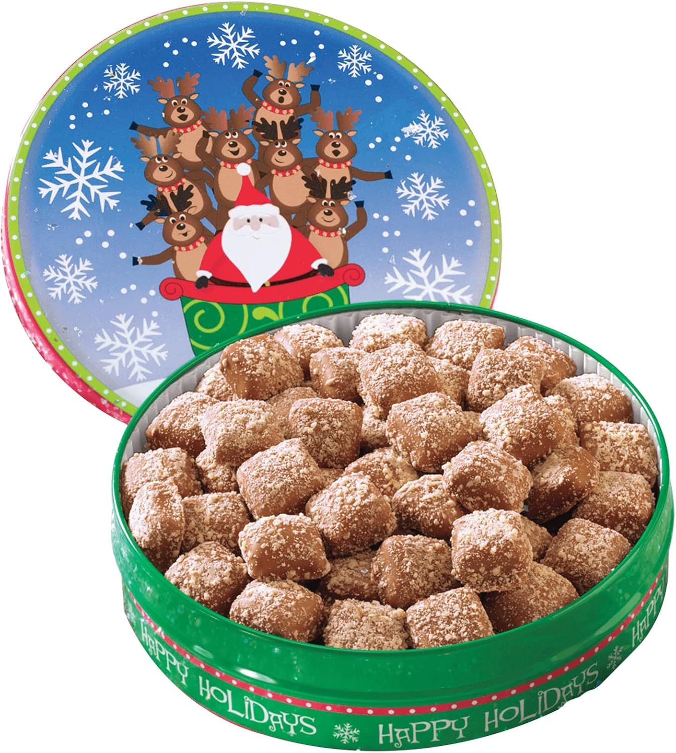 The Swiss Colony Mini Butter Toffee Gift Tin – Milk Chocolate Covered Crispy Butter Toffee with Almonds Candy for Gift Baskets, Chocolate Treats for Snacking and Gifting