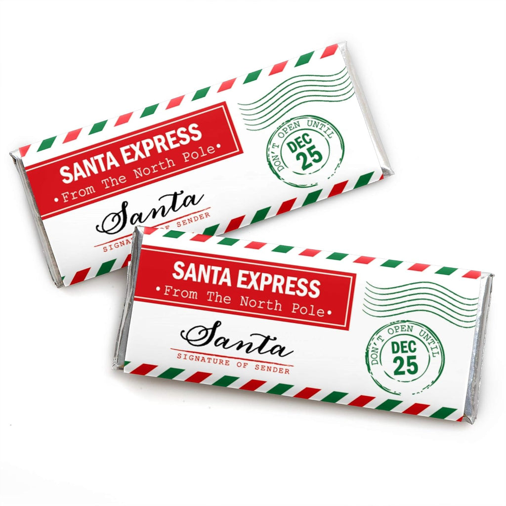 Big Dot of Happiness Santa's Special Delivery - Candy Bar Wrapper From Santa Claus Christmas Favors - Set of 24