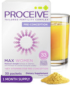 Proceive Max Tailored Fertility Supplement for Women, Pre Conception Vitamins, Minerals, and Amino Acids with Vitamin D, Zinc, Myo Inositol, and Folate, 30 Vegan Drink Mix Packets, Orange Flavor
