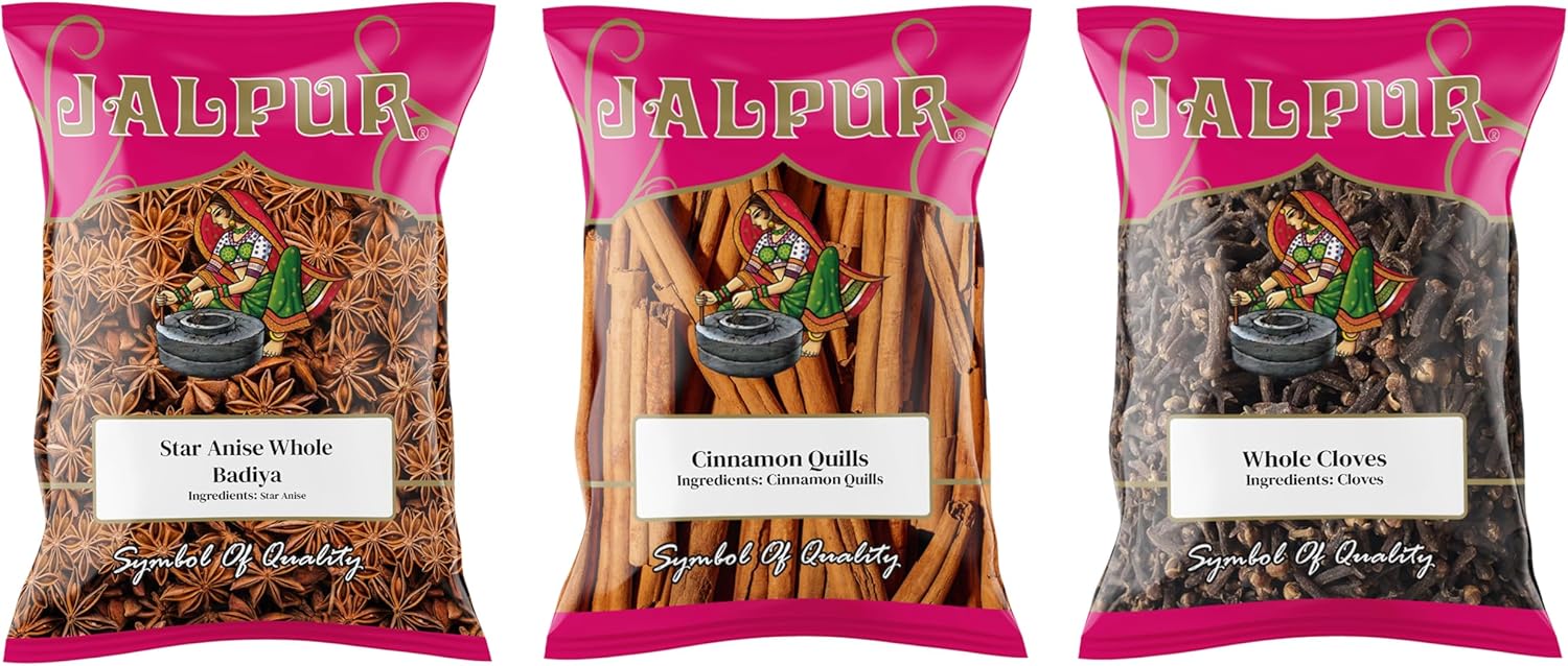 Jalpur Millers Spice Combo Pack - Star Anise 100g - Cinnamon Quills 100g - Cloves 100g (3 Pack)