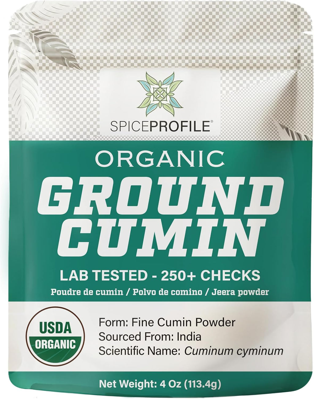 Spice Profile USDA Organic Cumin Powder, Lab Tested for Heavy Metals, Resealable 4oz Pouch, Jeera, Comino Molido