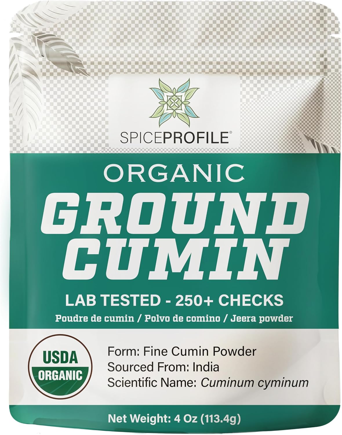 Spice Profile USDA Organic Cumin Powder, Lab Tested for Heavy Metals, Resealable 4oz Pouch, Jeera, Comino Molido
