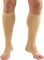 Truform 15-20 mmHg Compression Stockings for Men and Women, Knee High Length, Open Toe, Beige, Large