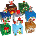 Yeaqee 32 Pcs Christmas Goody Gift Boxes 3D Xmas Candy Treat Box Red and Black Buffalo Plaid Treat Favor Bags Holiday Gift Wrap Paper Holder for Cookies Party Favor Supplies Giving(Vibrant)