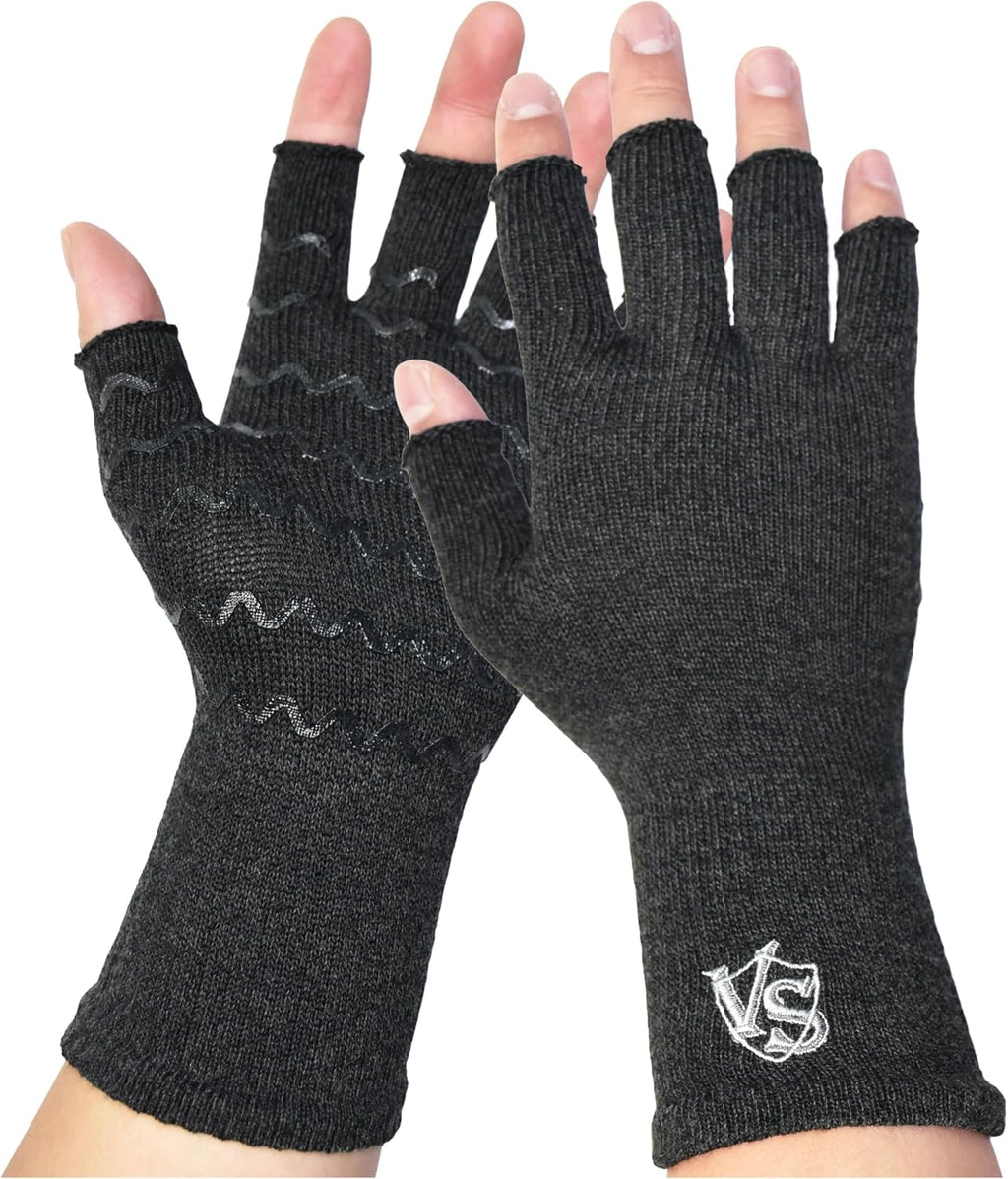 Vital Salveo-Fingerless Compression Arthritis Gloves Carpal Tunnel Computer Typing for Men and Women Daily Support (1 Pair)