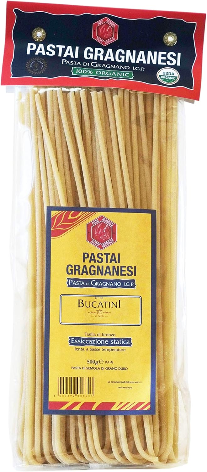 Bucatini Organic Italian Pasta di Gragnano | I.G.P. Protected | 17.6 Ounce | 500 Gram