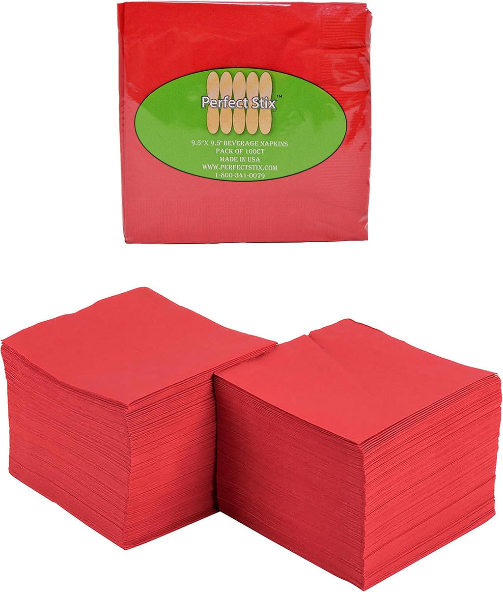 2 Ply Red Beverage Napkins (Pack of 100ct)