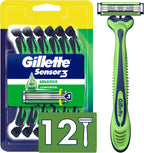 Gillette Sensor3 Sensitive Men's Disposable Shaving Razors, 12 Count