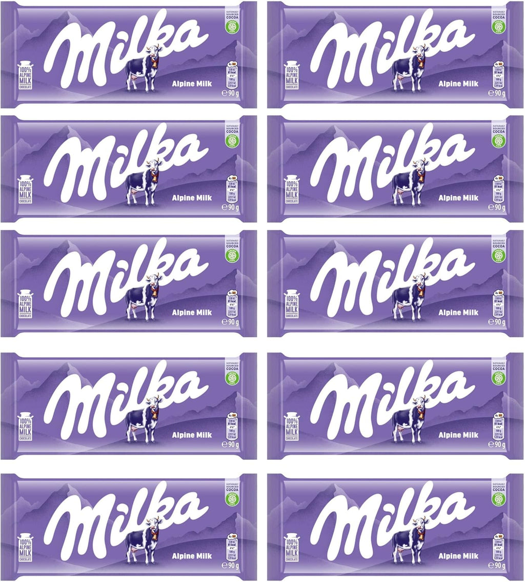 Milka Alpine Milk Chocolate - 90g (Pack of 10)
