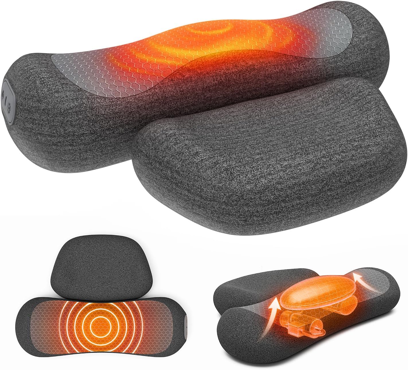 Yunari 3 in 1 Neck Massager Pillow with Heat, 2026 Latest Patented Cervical Neck Hot Compress Pillow for Shoulder Pain, Deep Tissue Pain Relief and Hump Corrector for Men and Women and Teenager, 1PC