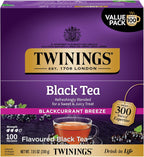 Twinings Blackcurrant Breeze Black Tea Individually Wrapped Bags, 100 Count (Pack of 1), Sweet, Tangy Taste, Caffeinated, Enjoy Hot or Iced, 100 Teabags
