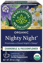 Traditional Medicinals Organic, Nighty Night Tea, Chamomile & Passionflower - Herbal Sleep Aid Teas - Kosher, Non-GMO, Caffeine-Free, Compostable - 16 Tea Bags