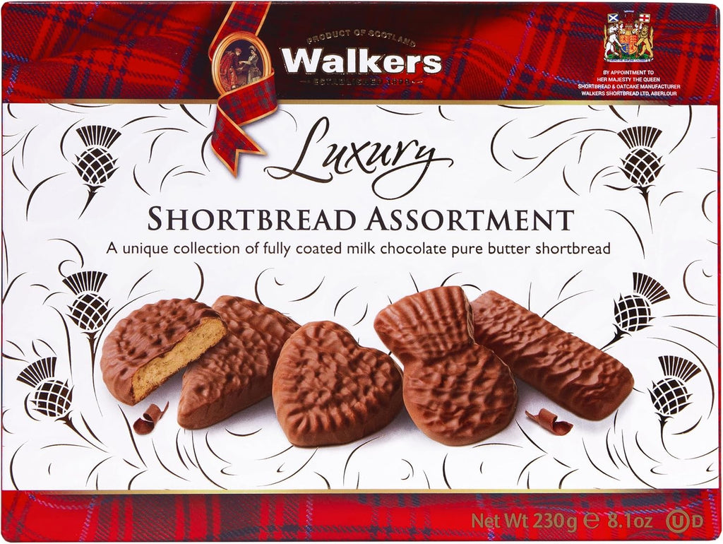 Walker's Shortbread Assorted Chocolate Shortbread, Luxury Holiday Treat, 8.1 Oz Box