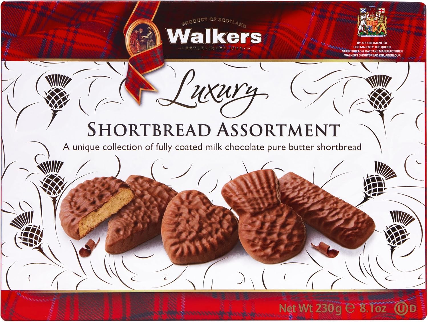 Walker's Shortbread Assorted Chocolate Shortbread, Luxury Holiday Treat, 8.1 Oz Box