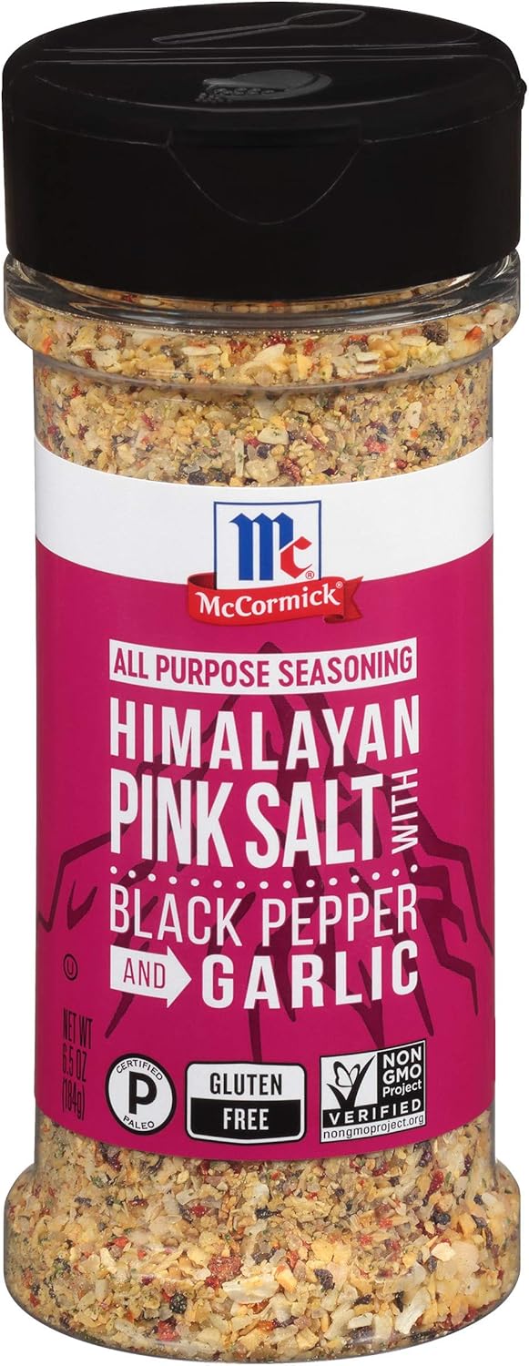 McCormick Himalayan Pink Salt with Black Pepper and Garlic All Purpose Seasoning, 6.5 oz