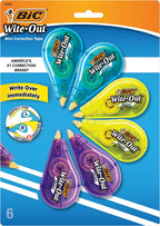 BIC Wite-Out Mini Correction Tape, White, No Dry Time, Long Lasting, 6-Count