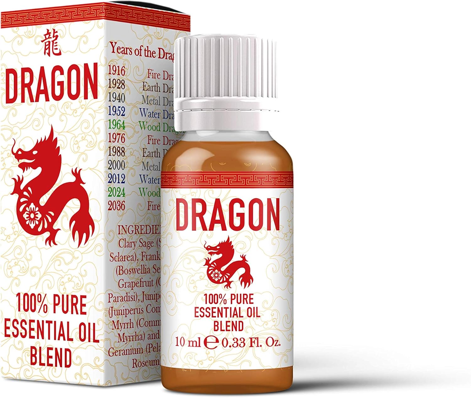 Mystix London | Dragon - Chinese Zodiac Essential Oil Blend 10ml - for Diffusers, Aromatherapy & Massage Blends | Perfect as a Gift | Vegan, GMO Free