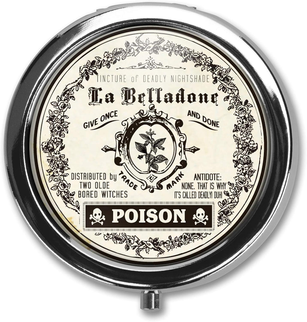 Poison Pill Box Case Pillbox Holder Trinket Stash Box Arsenic Vintage Style Medicine Vitamin Pill Organizer Case Black 1 Count (Pack of 1)