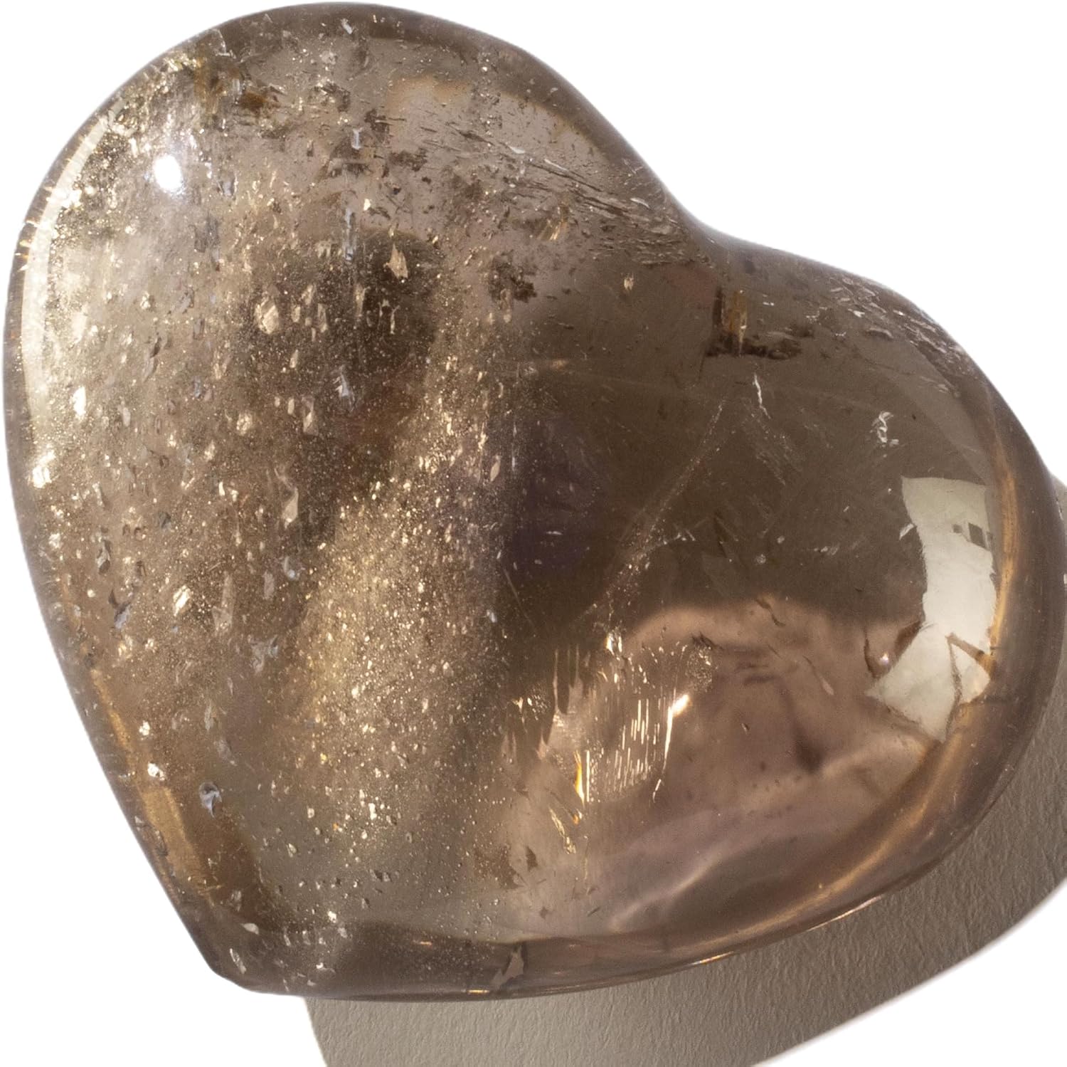 KALIFANO Smoky Quartz Heart Carving - Bulk High Energy Raw Lemurian Reiki Morion Cuarzo Crystal Used for Clarity and Purpose - Information Card Included (Family Owned & Operated)