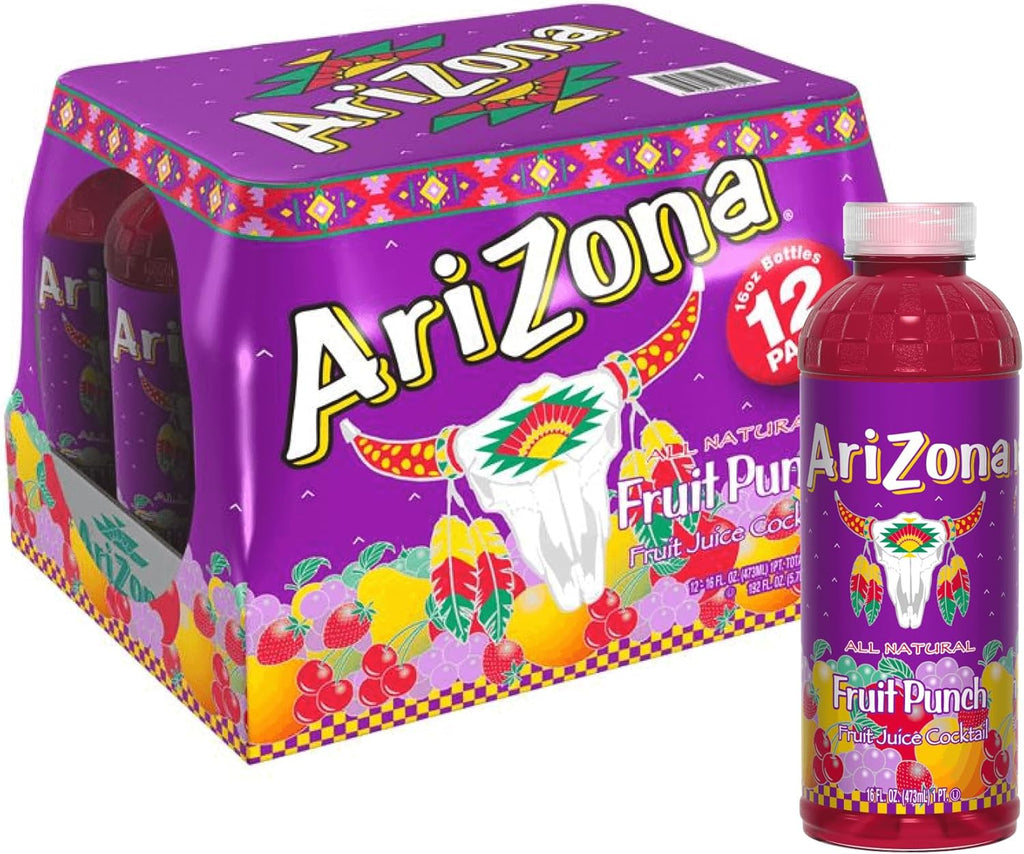AriZona Fruit Punch - Fruit Juice Cocktail - 16 Fl Oz (Pack of 12)