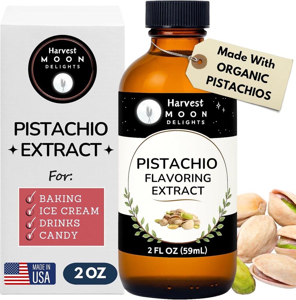 Pistachio Extract for Baking, Ice Cream, Drinks and Candy - 2 Oz - Water-Soluble - Harvest Moon Delights - Pistachio Flavoring, Flavor