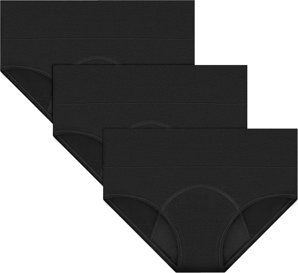 Period Underwear for Women High Waisted Leakproof Menstrual Panties Heavy Flow Absorbent Postpartum Briefs 3 Pack