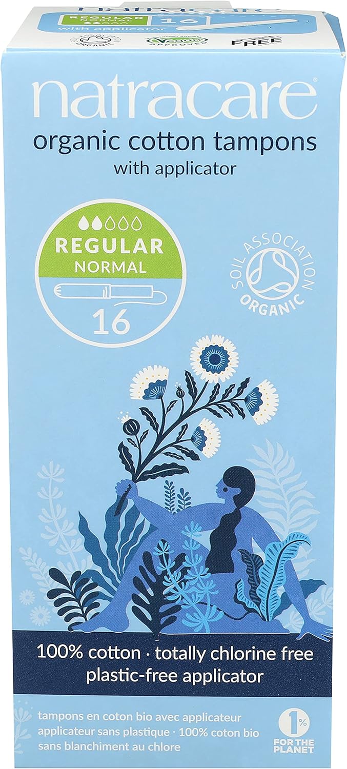 Natracare Organic Cotton Regular Tampons with Cardboard Applicator, (16 Pack, 192 Tampons Total)