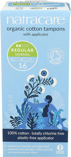 Natracare Organic Cotton Regular Tampons with Cardboard Applicator, (16 Pack, 192 Tampons Total)