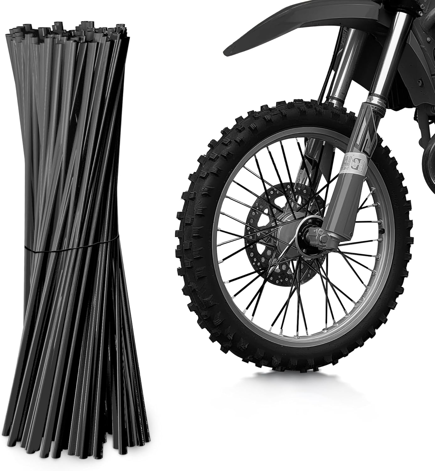 E-riding Bicycle Bike Spoke Protector- 72Pcs Spoke Decoration for Motorcycles, Wheelchairs, Cross-Country Motorcycle Pipe Trim for 8"-21" Rims