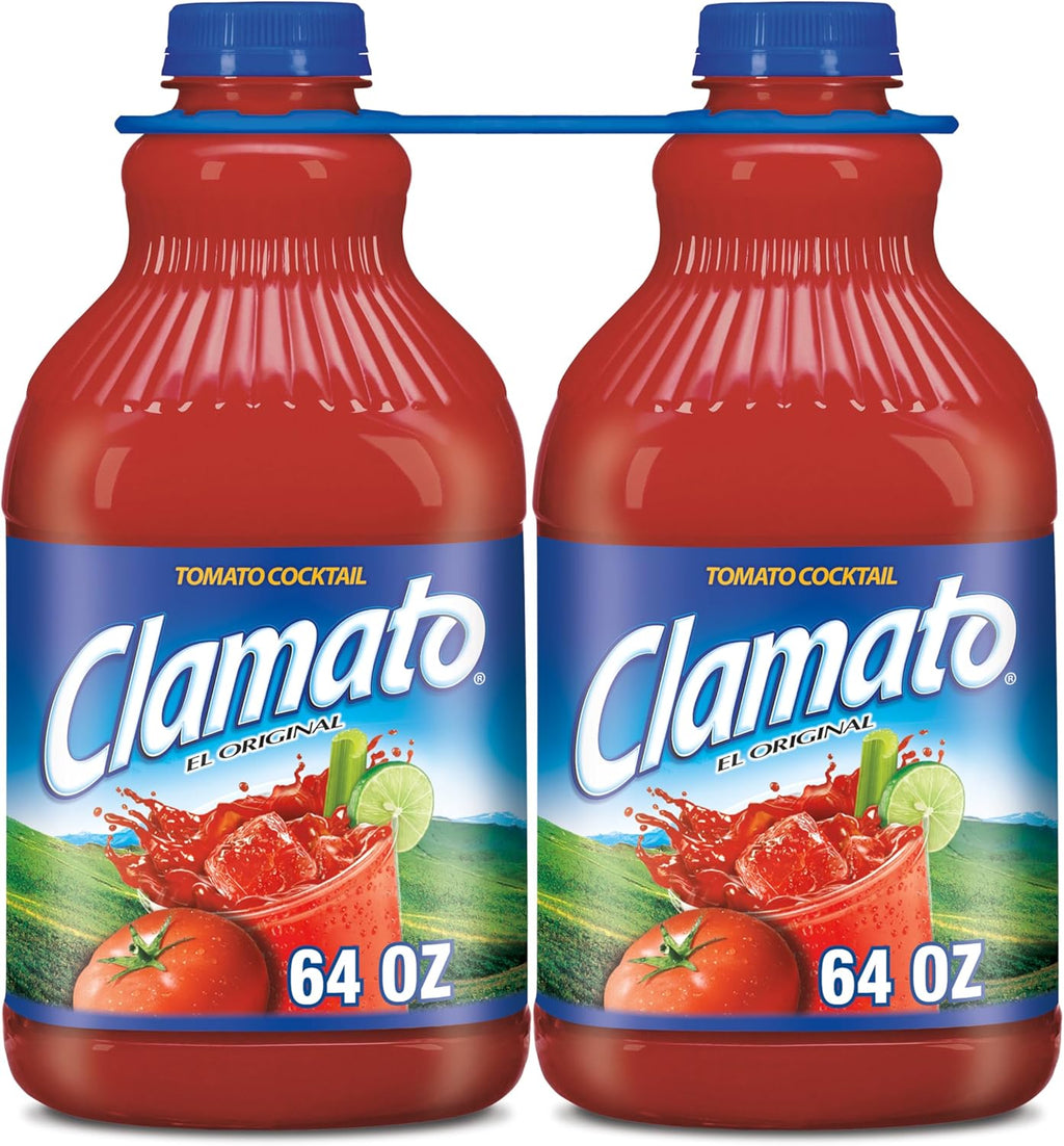 Clamato Original Tomato Cocktail, 64 fl oz bottle 2 Pack, Flavored With Tomato Juice & Spices, Perfect Mixer for the Authentic Michelada, Bloody Mary Drinks, and Seafood Cocktail