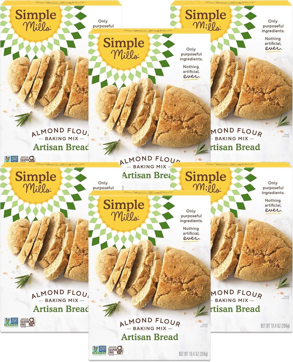 Simple Mills Almond Flour Baking Mix, Artisan Bread Mix - Gluten Free, Plant Based, Paleo Friendly, 10.4 Ounce (Pack of 6)