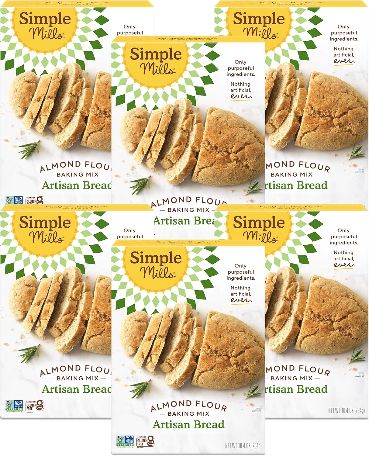 Simple Mills Almond Flour Baking Mix, Artisan Bread Mix - Gluten Free, Plant Based, Paleo Friendly, 10.4 Ounce (Pack of 6)