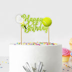 "Tennis Happy Birthday Cake Topper – Sports Theme Party Supplies – Fun and Unique Tennis Racket and Ball Cake Decoration for Teens, and Adults – Perfect for Sports Lovers and Birthday Celebrations"