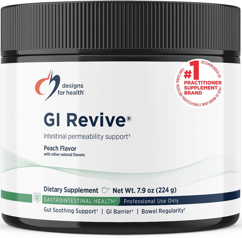 Designs for Health GI Revive Gut Health Powder - L Glutamine & Citrus Pectin for Digestive Health + Slippery Elm, Marshmallow Root & Cat's Claw for Healthy Intestinal & Gut Lining Support* (28 Servs)
