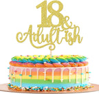 18 & Adultish Cake Topper Glitter 18th Birthday Cake Topper Happy 18th Birthday Party Cake Pick Time to Adult Eighteen 18 Cake Decoration 18th Birthday Decorations for Girls Boys Gold