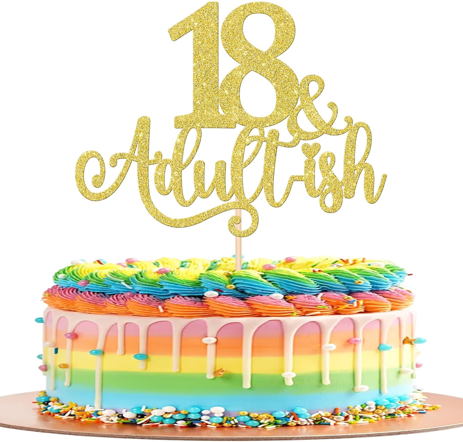 18 & Adultish Cake Topper Glitter 18th Birthday Cake Topper Happy 18th Birthday Party Cake Pick Time to Adult Eighteen 18 Cake Decoration 18th Birthday Decorations for Girls Boys Gold