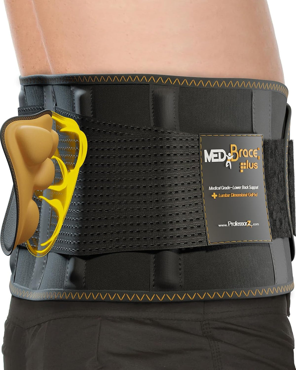 MEDiBrace PLUS Lower Back Brace for Lifting at Work with Ergonomic Dimensional Lumbar Pad - Back Support Belt for Pain Relief for Men and Women - Medical Grade Orthopedic Waist Compression (Small)