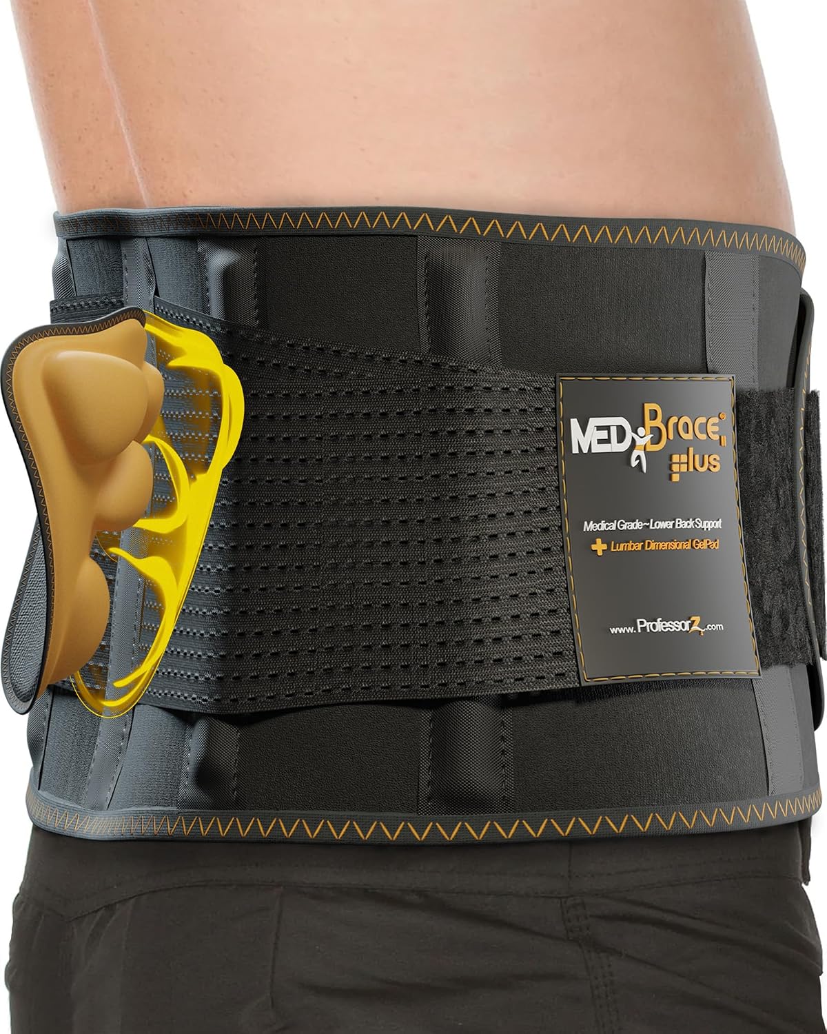 MEDiBrace PLUS Lower Back Brace for Lifting at Work with Ergonomic Dimensional Lumbar Pad - Back Support Belt for Pain Relief for Men and Women - Medical Grade Orthopedic Waist Compression (Small)