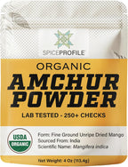 Spice Profile USDA Organic Amchur Powder, Lab Tested for Heavy Metals, Resealable 4oz Pouch, Amchur Powder, Polvo de Mango
