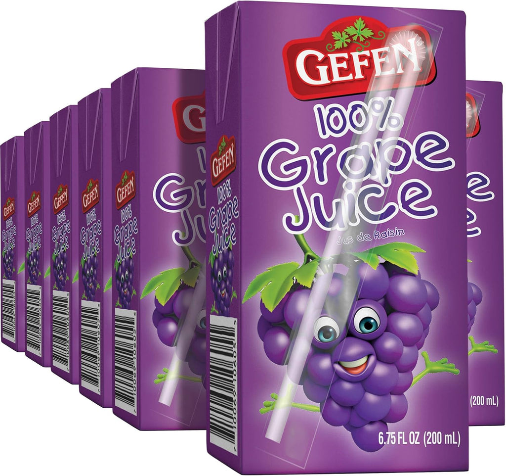 Gefen Grape juice Box Drink, 6.75oz (27 Pack) 100% Grape Juice, Tasty & Refreshing, Kosher for Passover, Drinking Straw included