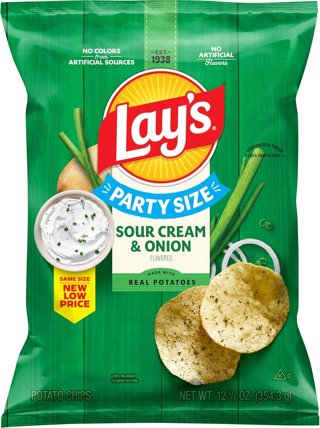 Lay's Potato Chips, Sour Cream & Onion Flavored, 12.5 Oz