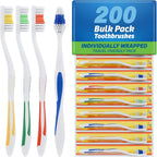 FactorDuty 200 Pack Toothbrush Standard Classic Medium Soft Toothbrush Bulk Individually Wrapped