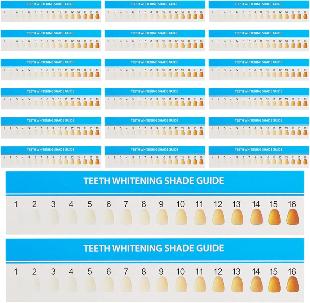 AUEAR, 20 Pack Teeth Shade Guide Whitening Chart Tooth Color Cards White