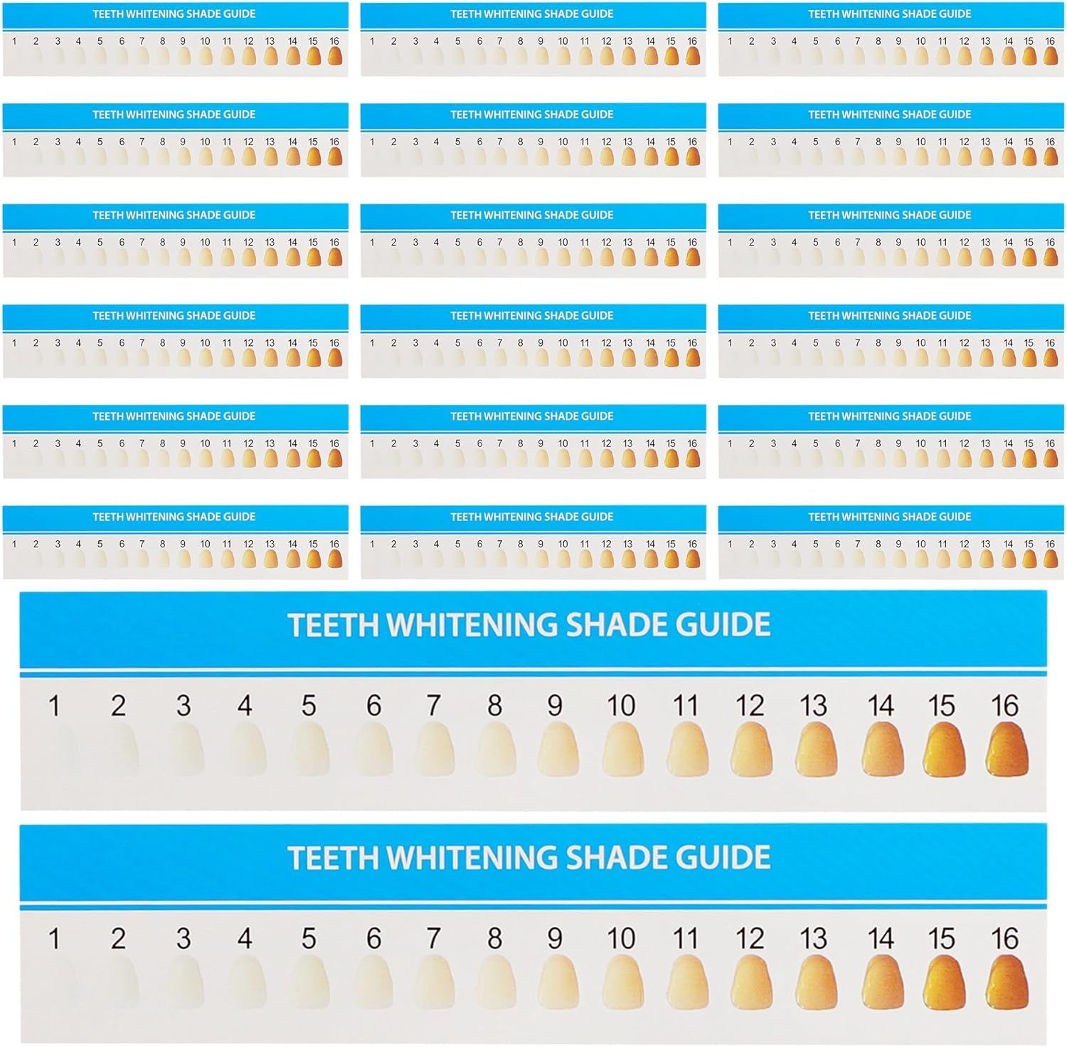 AUEAR, 20 Pack Teeth Shade Guide Whitening Chart Tooth Color Cards White