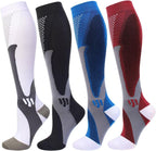 Double Couple 4 Pairs Compression Socks for Men Women 20-30mmhg Knee High Compression Stockings for Sports Travel