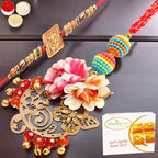 Ghasitaram Gifts Rakhis Online - Rakhi for Brother- The Charasmatic rm079Bhaiya Bhabhi Rakhi with 400 GMS of Besan Barfi